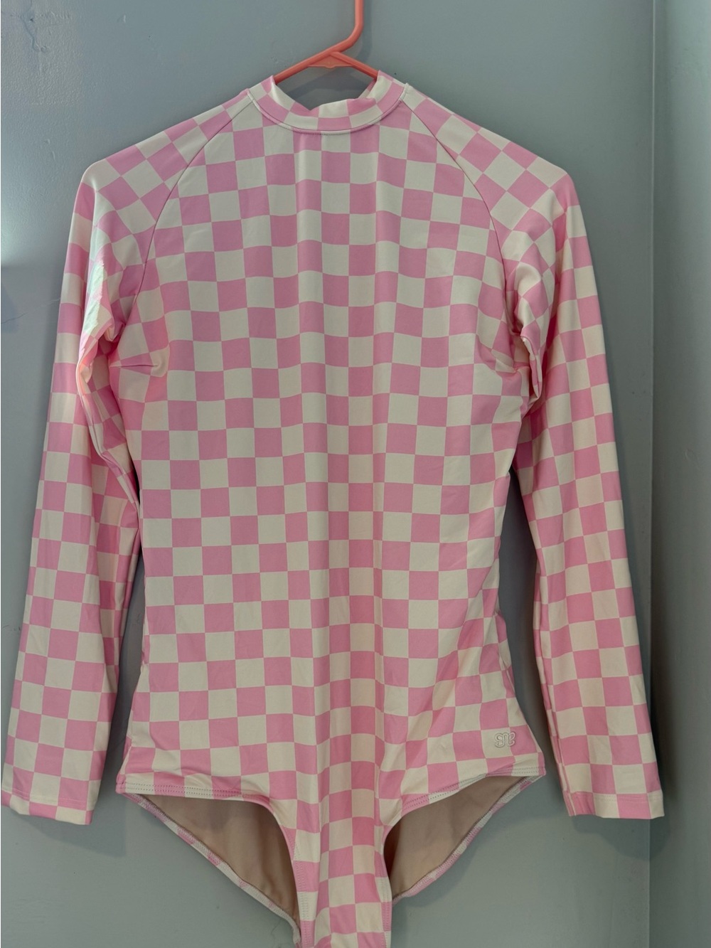 Albion Fit Pink & White Checkerboard Swimsuit